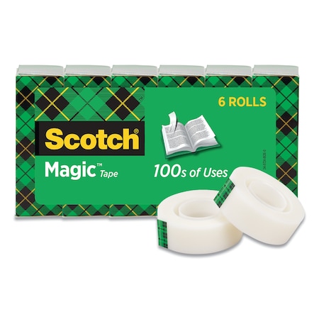 SCOTCH Magic Tape Refill, 1" Core, 0.75" x 22.2 yds, Clear, 6PK 810S6
